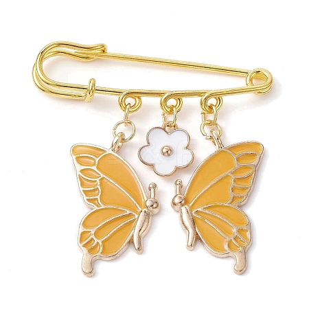 Butterfly & Flower Charm Alloy Enamel Brooches for Women JEWB-BR00144-05-1
