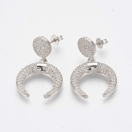 Brass Micro Pave Cubic Zirconia Ear Studs EJEW-S201-33P-1