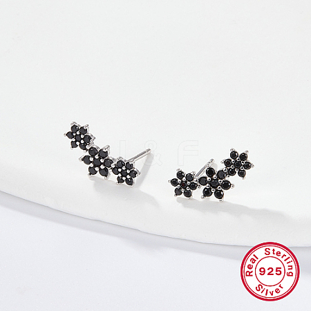 Cubic Zirconia Flower Stud Earrings HO3572-2-1