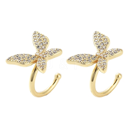 Brass Micro Pave Cubic Zirconia Cuff Earrings for Women EJEW-D086-08G-1