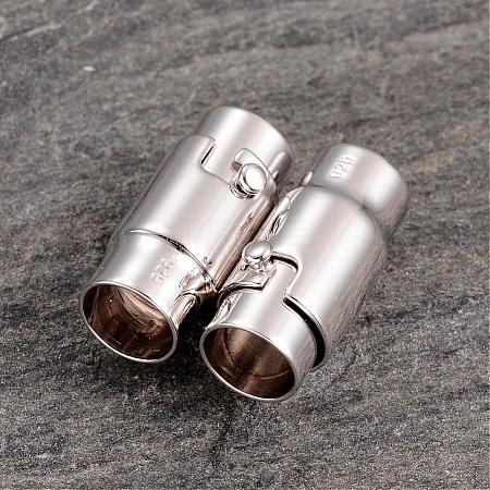 Platinum Plated Sterling Silver Column Magnetic Clasps STER-K014-H990-6mm-P-1