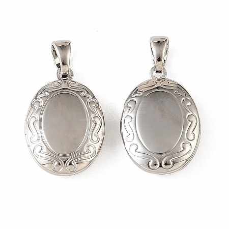 Floral Embossed Brass Locket Pendants KK-CBA7157-04P-1