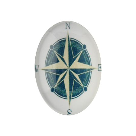 Nautical Theme Ornaments Glass Oval Flatback Cabochons X-GGLA-A003-35x45-LL20-1