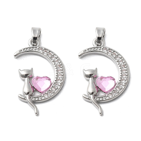 Brass Micro Pave Cubic Zirconia with Glass Pendants KK-Z103-07P-01-1