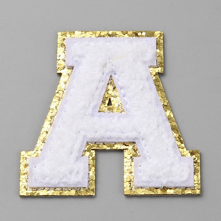 Letter A Computerized Towel Embroidery Cloth Self Adhesive Patches PATC-WH0007-37B-01-1