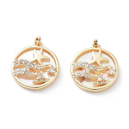 Rack Plating Brass Shell Pendants KK-A183-29G-1