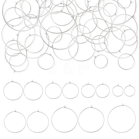 168Pcs 7 Styles 316L Surgical Stainless Steel Hoop Earring Findings STAS-TA0002-82-1
