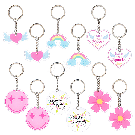 12Pcs 6 Style Acrylic Keychains KEYC-HY0001-40-1