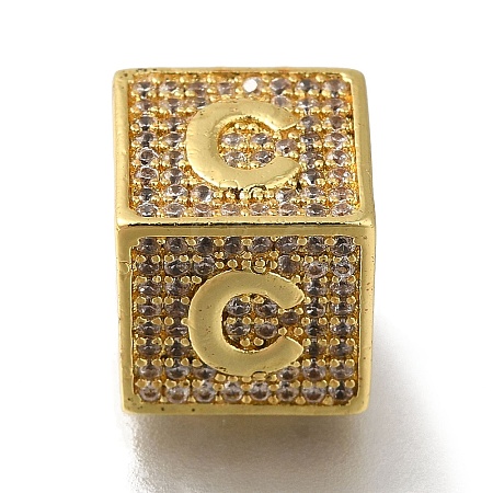 Brass Cubic Zirconia Beads KK-Q818-01C-G-1