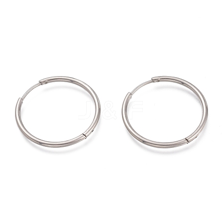 Tarnish Resistant 304 Stainless Steel Needle with 201 Stainless Steel Ring Huggie Hoop Earrings EJEW-L256-02B-P-1