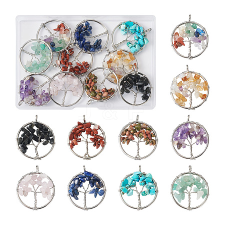10Pcs 10 Styles Natural & Synthetic Gemstone Pendants G-YS0001-23-1