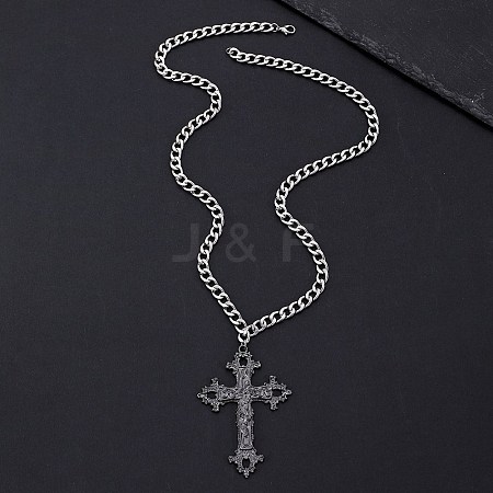 Alloy Religion Cross Pendant Twisted Chain Necklaces for Women PW-WG4E8E9-02-1