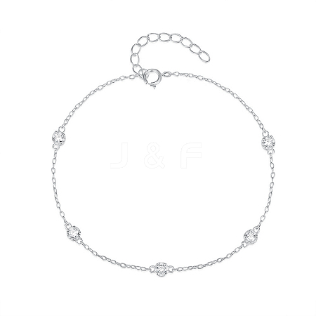 Silver 925 Sterling Silver Flat Round Link Bracelet CJ1255-10-1