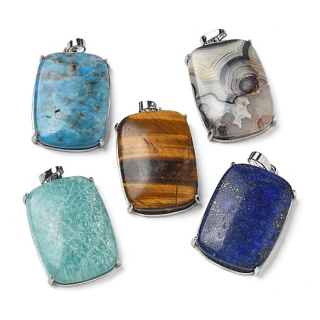 Natural Mixed Gemstone Pendants G-Z070-01P-06-1