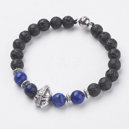 Natural Lava Rock Beads Stretch Bracelets BJEW-I241-16B-1