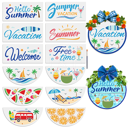 MAYJOYDIY US 1 Set Summer Theme PET Hollow Out Drawing Painting Stencils DIY-MA0005-10A-1