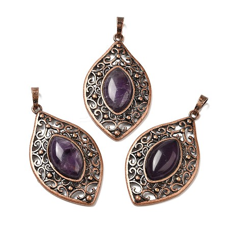 Natural Amethyst Pendants G-H065-3R-10-1