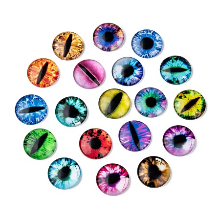 Dragon Eye Half Round/Dome Printed Glass Cabochons GGLA-A002-35mm-AB-1