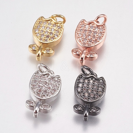 Brass Micro Pave Cubic Zirconia Charms ZIRC-E147-48-1