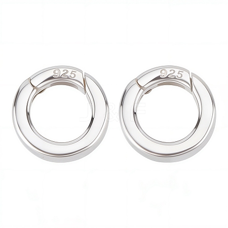 2Pcs 925 Sterling Silver Spring Gate Rings with 925 Stamp STER-SC0001-27-1