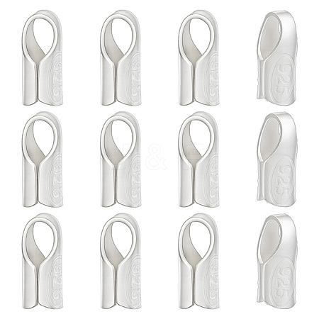 12Pcs Column Sterling Silver Cord Ends STER-BC0004-48B-1