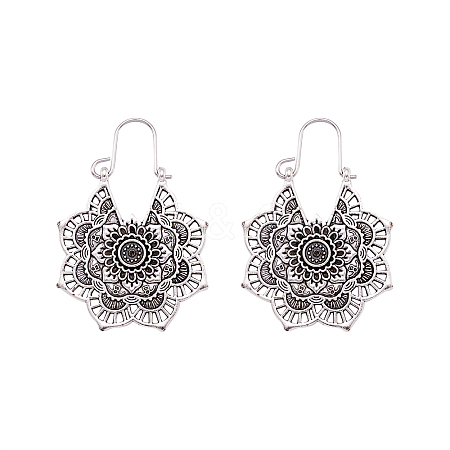 Bohemian Retro Style Alloy Dangle Hoop Earrings EJEW-TAC0003-01AS-1