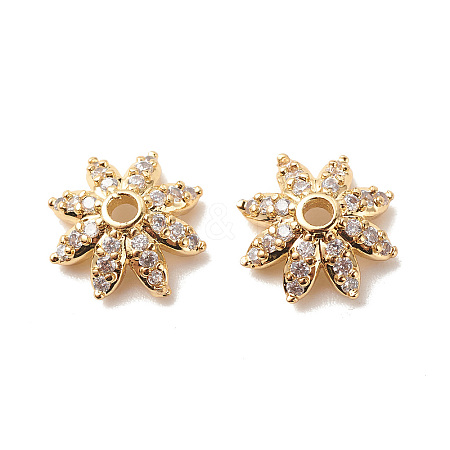 Brass Micro Pave Clear Cubic Zirconia Bead Caps LS-KK-G420-31G-1