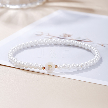Plastic Pearl Round Beaded Stretch Bracelets for Women WGC81DB-18-1
