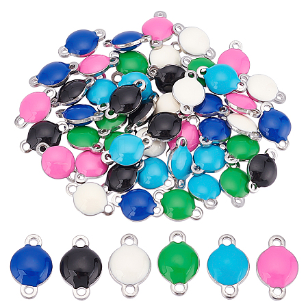 DICOSMETIC 60Pcs 6 Colors 304 Stainless Steel Enamel Connector Charms STAS-DC0011-24-1