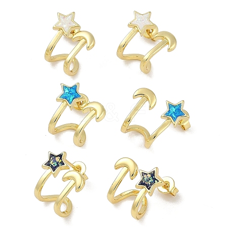 Rack Plating Star Brass Stud Earrings EJEW-P277-08G-1