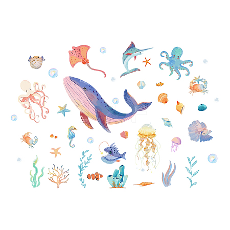 Sea Creatures Theme PVC Wall Stickers DIY-WH0228-897-1