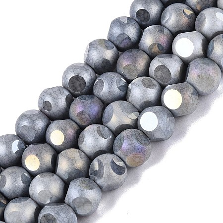 Ombre Effect Dyed Electroplate Opaque Glass Beads Strands EGLA-Q130-01A-01-1