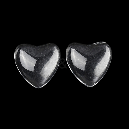 Transparent Glass Heart Cabochons GGLA-R021-16mm-1