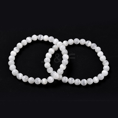 Natural Selenite Beaded Stretch Bracelets BJEW-F414-01A-02-1