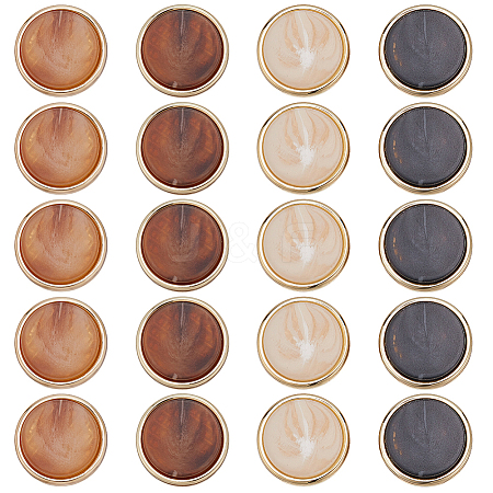 20Pcs 4 Colors 1-Hole Zinc Alloy Resin Buttons BUTT-AR0001-28-1