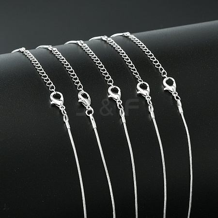 5Pcs Brass Round Snake Chain Necklace Making MAK-YW0001-22-1