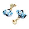 Glass Seed Bead Dangle Stud Earrings EJEW-MZ00283-01-4