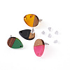 Craftdady Resin & Walnut Wood Stud Earring Findings MAK-CD0001-02-4