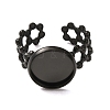 Hollow Flower 304 Stainless Steel Cuff Ring Components STAS-P454-03C-B-2