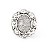 Vintage Adjustable Iron Flower Finger Ring Components Alloy Cabochon Bezel Settings PALLOY-O036-19AS-3