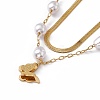 Imitation Pearl Beaded & Herringbone Chains Double Layer Necklace NJEW-P269-16G-2
