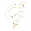 Brass & Plastic Pearl Letter Pendant Box Chain Necklaces for Women NJEW-U017-01G-25-3