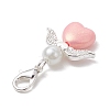Heart Angel Acrylic & Glass Pearl Pendant Decoration X1-HJEW-JM02366-5