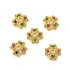 Flower Brass Micro Pave Cubic Zirconia Bead Caps KK-K300-01B-G-1
