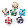 6Pcs 6 Colors Handmade Polymer Clay Rhinestone Beads RB-TA0001-31-3