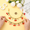 2Pcs 2 Styles Acrylic Red Pink Cherry Charm Brass & Aluminium Bag Decorative Chains PURS-SC0001-04-4