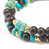 2Pcs 2 Style Natural Ebony Wood & Imperial Jasper Beaded Stretch Bracelets Set BJEW-JB07824-5