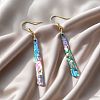 Acrylic Imitation Abalone Shell Long Bar with Alloy Hook Dangle Earrings WG65F43-01-2