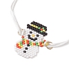 Brass & Seed Beads Snowman Link Adjustable Bracelets BJEW-JB10884-3