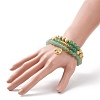 3Pcs 3 Style Natural Green Aventurine & Glass & Wood Stretch Bracelets Set with Brass Tree Charm BJEW-JB08352-3
